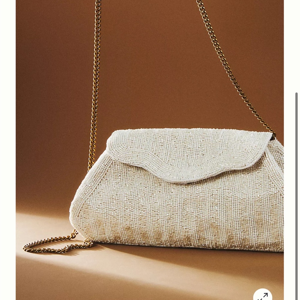 BHLDN Torelle Cream Beaded Clutch Bag